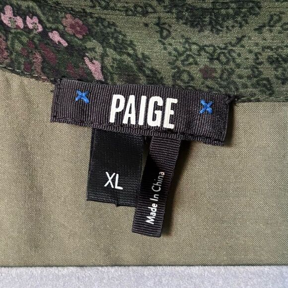 Paige Vittoria Mini Multi Green Dress Long Sleeve Army Size XL - Picture 14 of 17